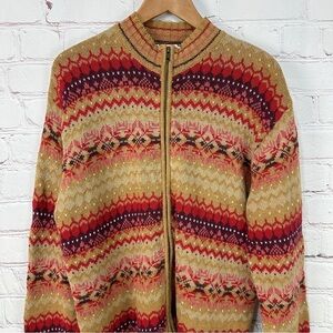 Vintage women’s zippered cardigan sweater size extra large stretchy Cottagecore
